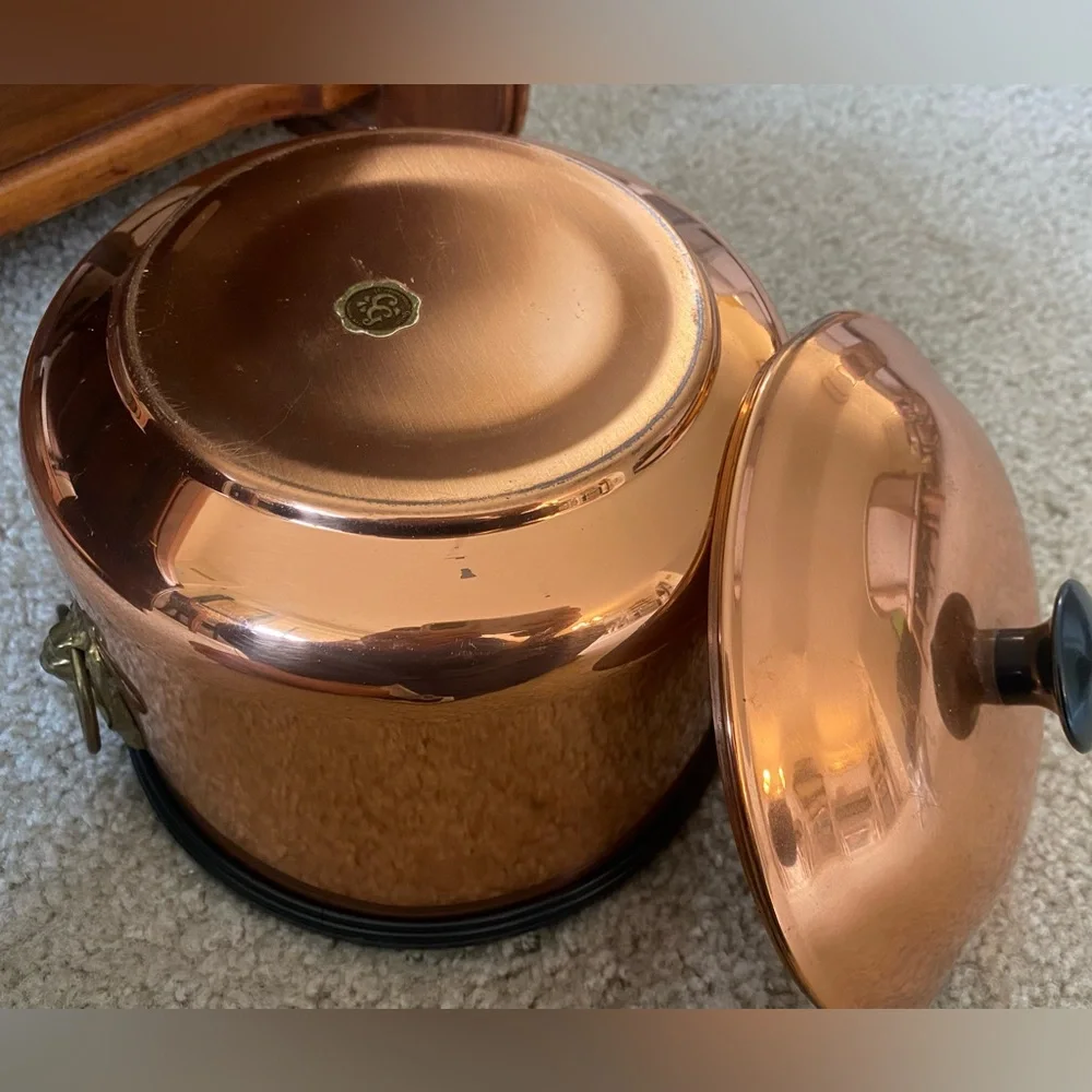 Vtg MCM Coppercraft Guild Copper Ice Bucket Brass Lion Head Handles Taunton Mass